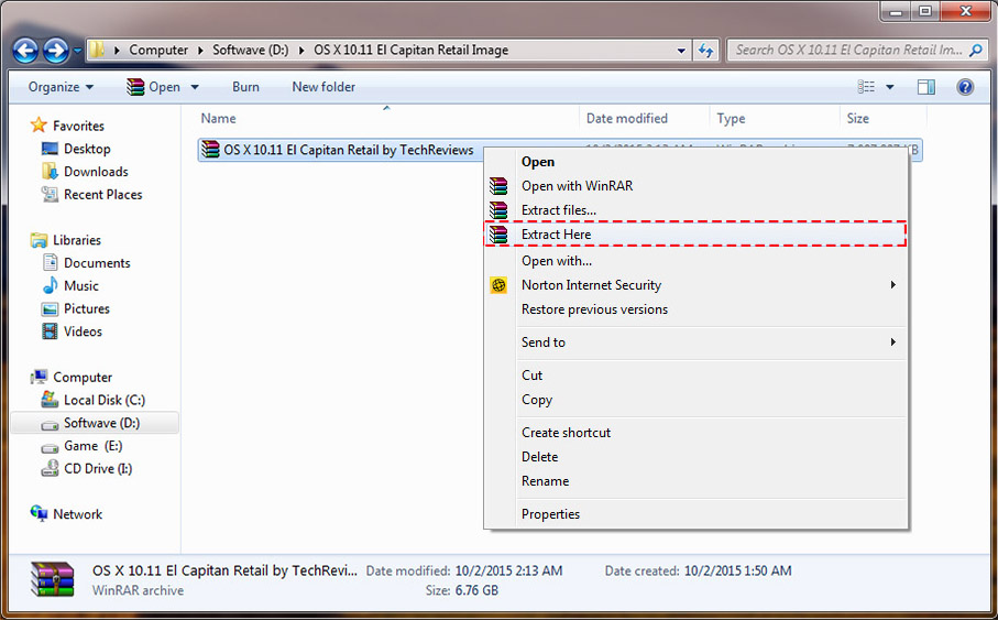Extract File with WinRar