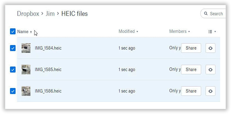 Convert HEIC to JPG with Dropbox